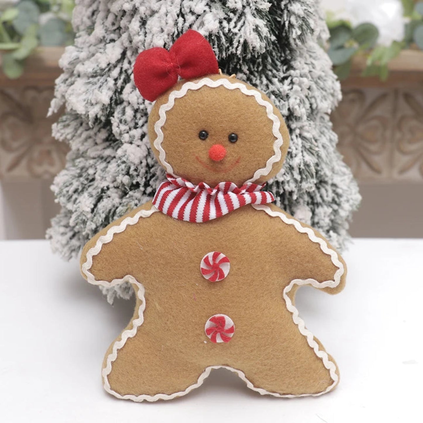 Gingerbread Man Christmas Decoration For Home Plush Doll Xmas Tree Hanging Ornament Pendant Accessories 2024 New Year Kid Gift