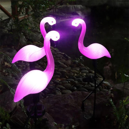 3PCS Solar Flamingo Ground Lamp Outdoor Patio Garden Decoration Led Simulation Decoration Lights