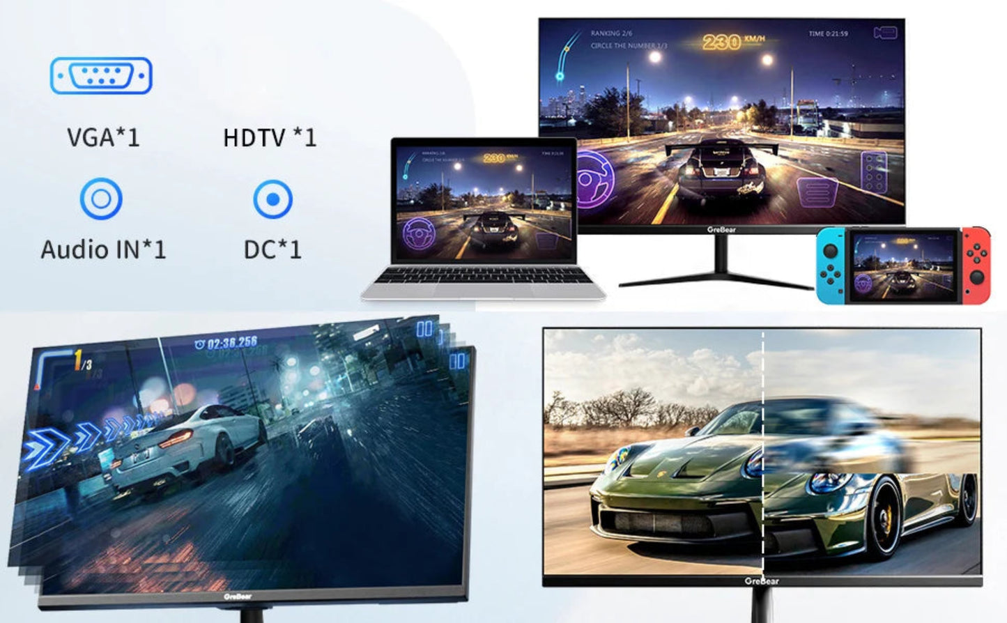 27-inch Computer Monitor IPS Panel PC Monitors FHD 1080p 75Hz LED Display Home Office Desktop Screen, HDMI, VGA, Flicker