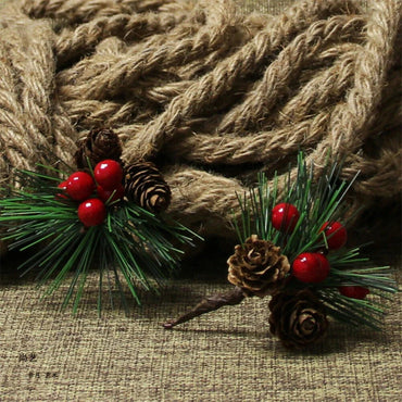 1/5pcs Christmas Artificial Pinecone Red Berry Stem Home Party Decor Simulation Pine Cone for Christmas Tree Pendant Decorations