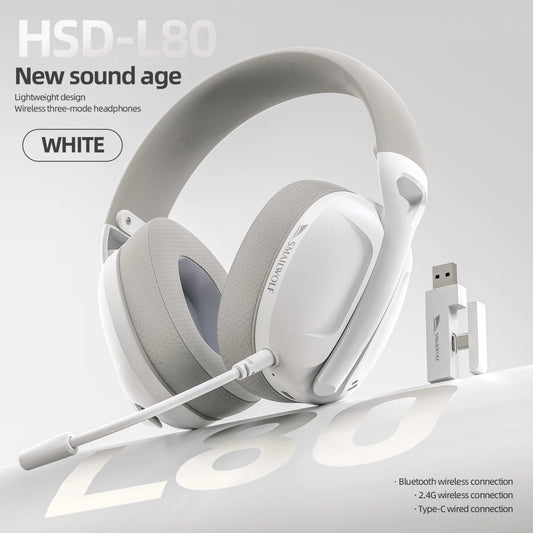 L80 Bluetooth wireless three-mode headphones headset lightweight headset 2.4G gaming headsets sports bass