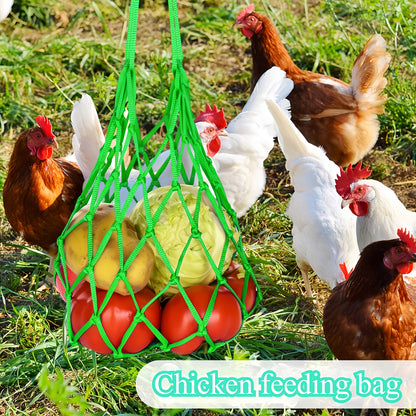 2pcs Practical Chicken Feeder Hanging Poultry Feed Net Bag Mesh Feeder Automatic Feeder Bag For Chickens And Ducks