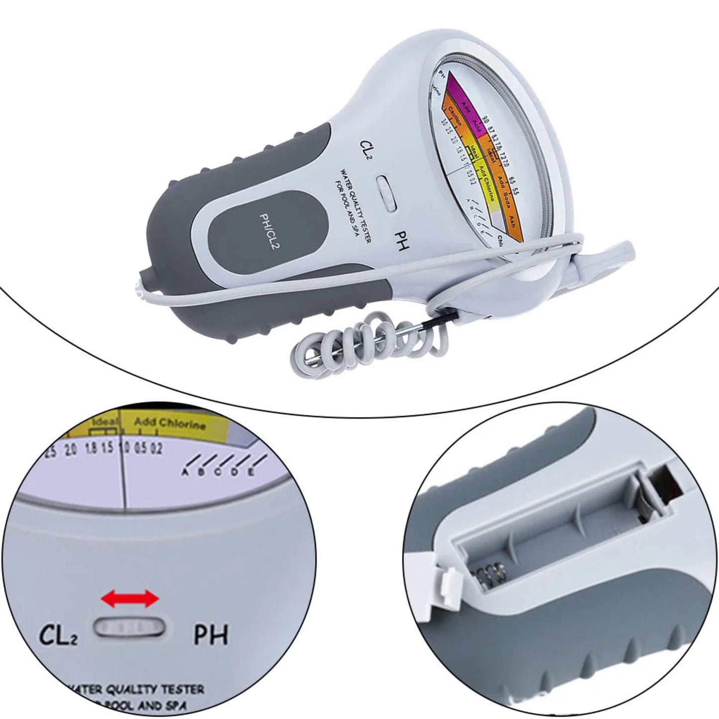 Professional PH Chlorine Meter CL2 Measuring Water Monitor with Probe for Swimming Pool Spa Water Quality Testing Device