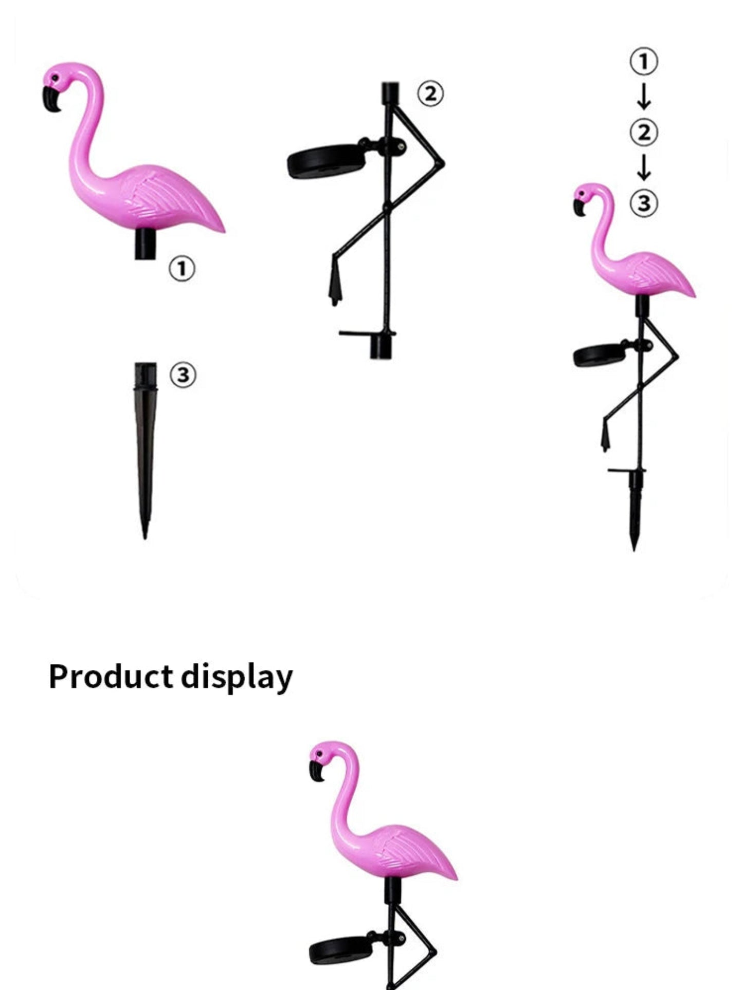3PCS Solar Flamingo Ground Lamp Outdoor Patio Garden Decoration Led Simulation Decoration Lights