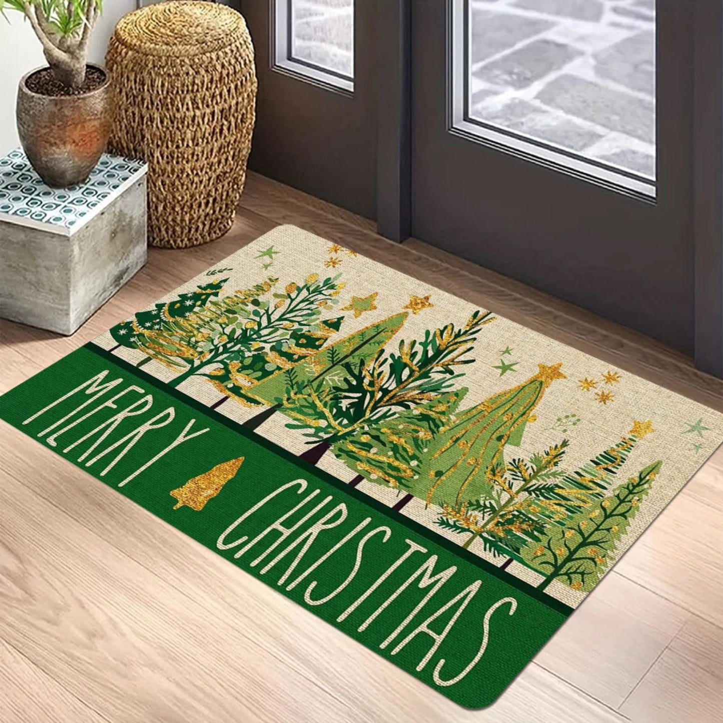 Christmas Tree Welcome Mat Anti-Slip Carpet for Bathroom Kitchen Bedroom Living Room Entrance Rug Home Decor Doormat