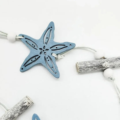 Studio Props Wall Hanging Hand Made Mediterranean Starfish Hung Fish Nautical Decor Hang Wood Marine Pendant for Home Decoration