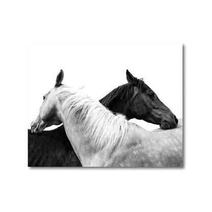 Horse Black and White Photo Poster, Rustic Farm Wall Art, Animal Prints, Canvas Painting Picture, Ideal for Home Room Wall Decor