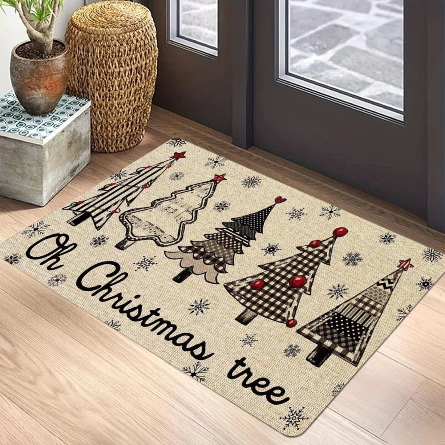 Christmas Tree Welcome Mat Anti-Slip Carpet for Bathroom Kitchen Bedroom Living Room Entrance Rug Home Decor Doormat