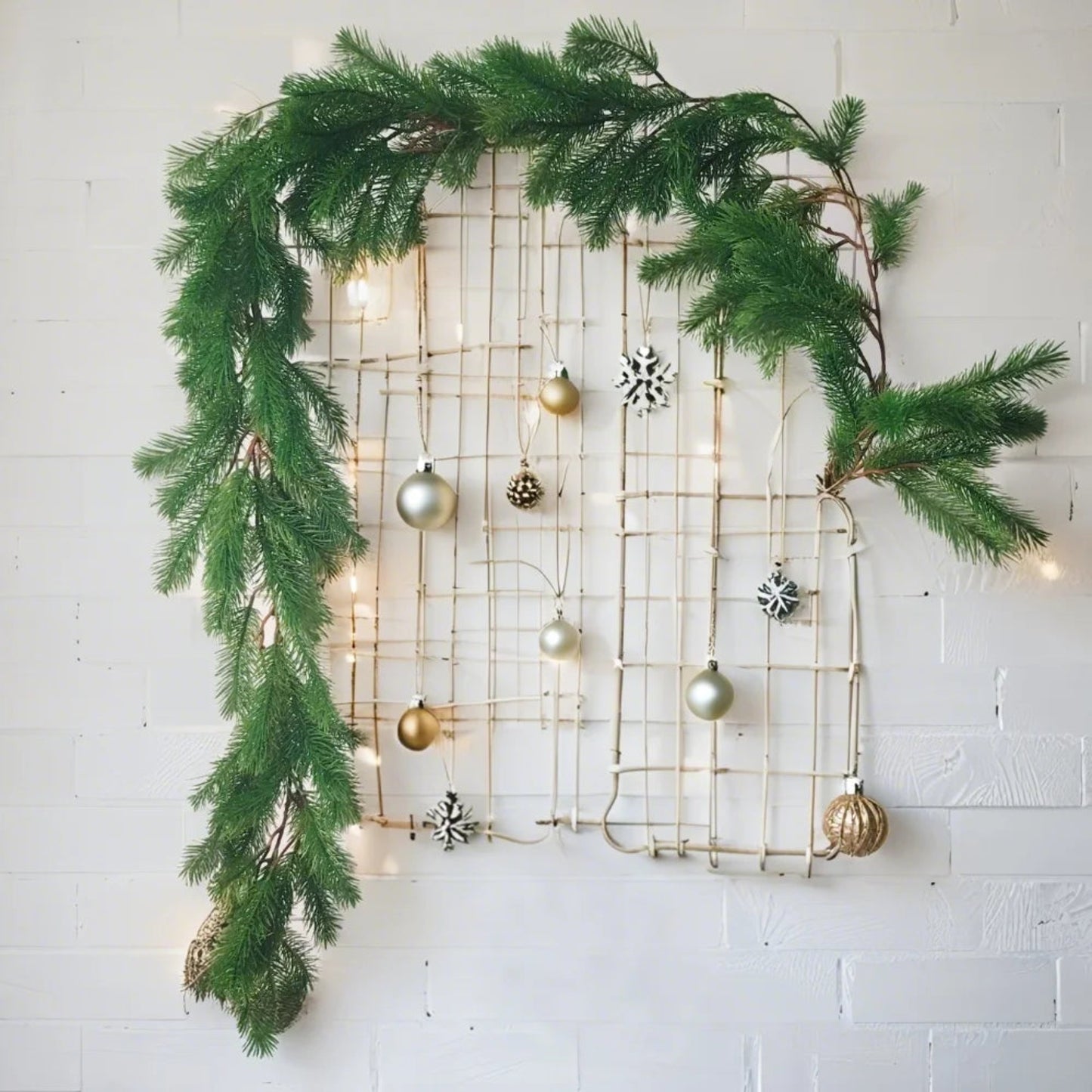 6FT Party Joyful Seasonal Faux Christmas Wreath With Pine Needle Cypress Flower Vines For Holiday Winter Interior Decoration