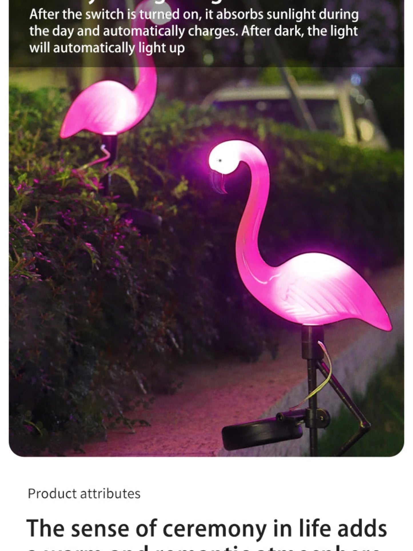 3PCS Solar Flamingo Ground Lamp Outdoor Patio Garden Decoration Led Simulation Decoration Lights