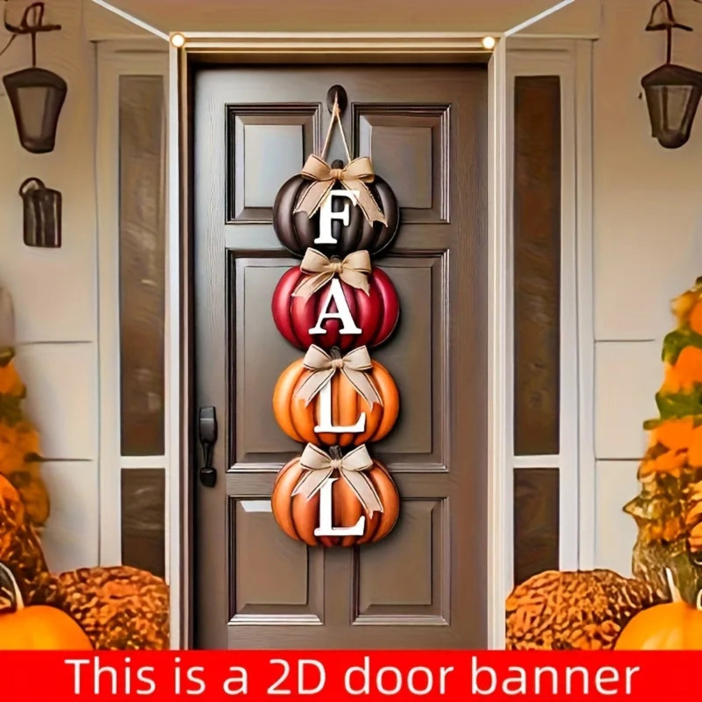Autumn Pumpkin Door Banner, Durable Polyester Material, Easy to Hang, Perfect for Fall