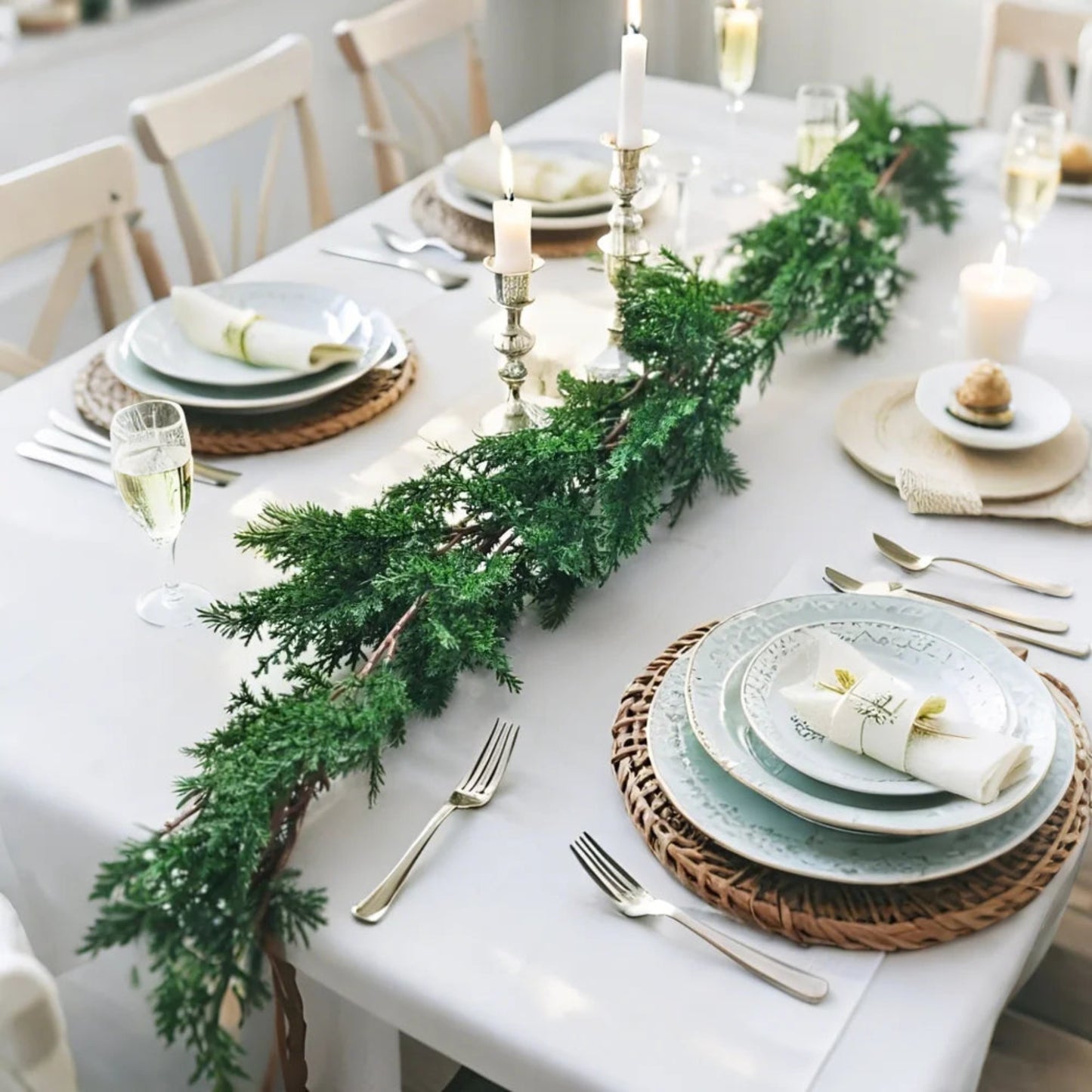 6FT Party Joyful Seasonal Faux Christmas Wreath With Pine Needle Cypress Flower Vines For Holiday Winter Interior Decoration