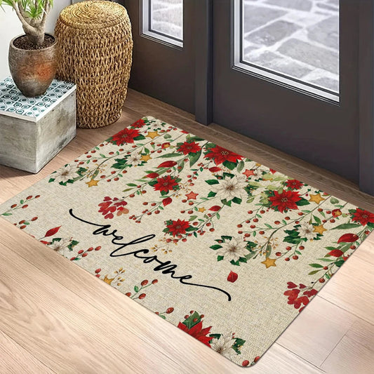 Christmas Tree Welcome Mat Anti-Slip Carpet for Bathroom Kitchen Bedroom Living Room Entrance Rug Home Decor Doormat