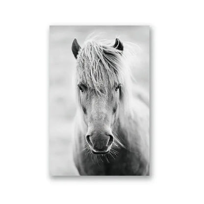 Horse Black and White Photo Poster, Rustic Farm Wall Art, Animal Prints, Canvas Painting Picture, Ideal for Home Room Wall Decor