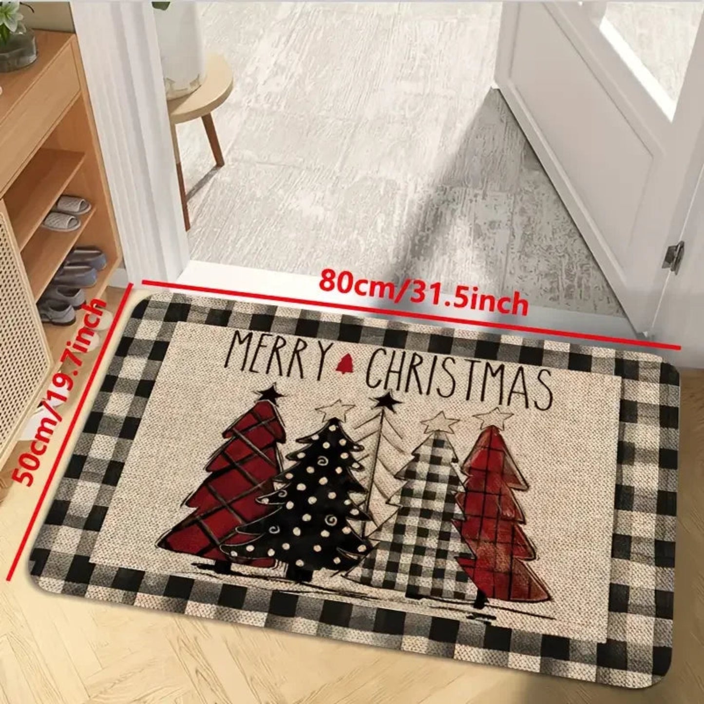 Christmas Tree Theme Rug, Soft Non-Slip Home Decor, Entrance Hall Doormat, Kitchen Two-Piece Mat Set, Bathroom Foot Mat
