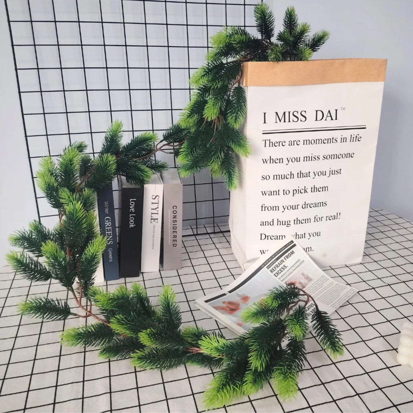 6FT Party Joyful Seasonal Faux Christmas Wreath With Pine Needle Cypress Flower Vines For Holiday Winter Interior Decoration