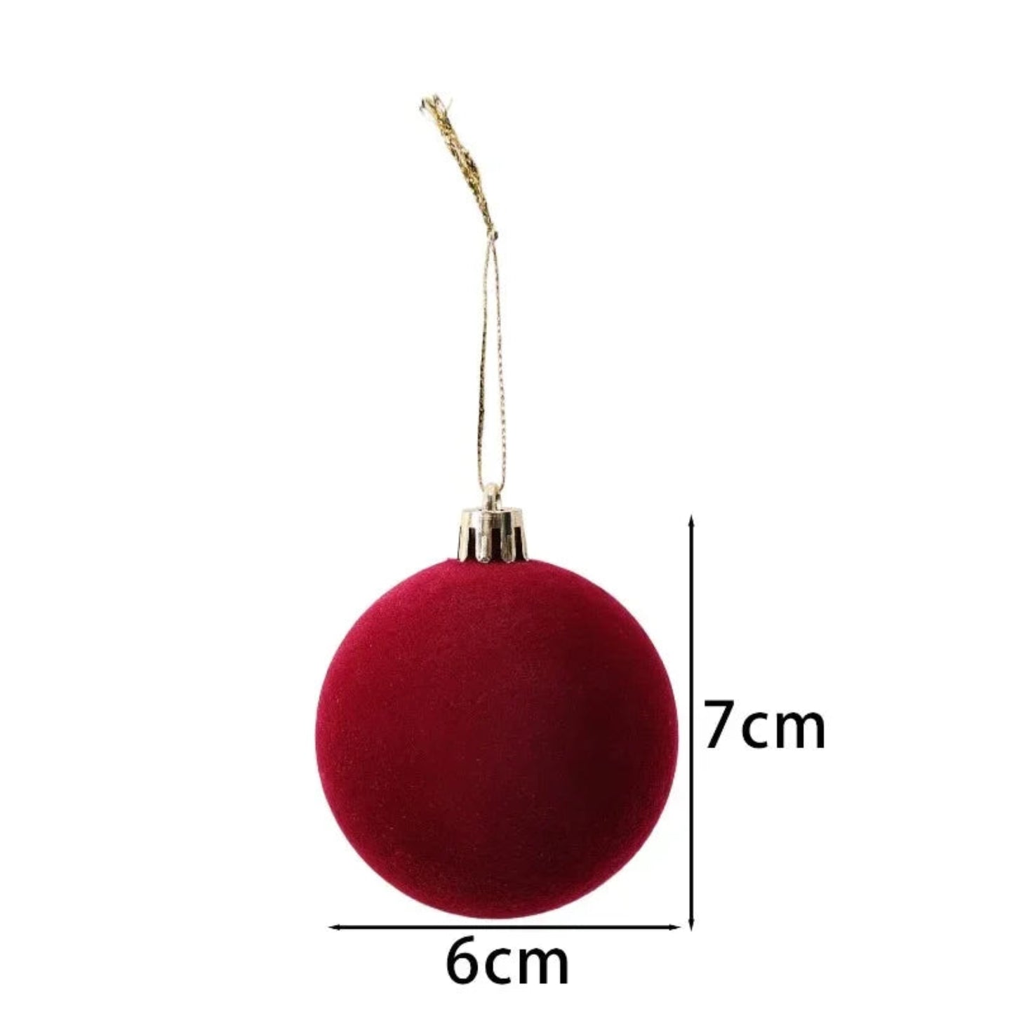 6cm Wine Red Velvet Christmas Balls for Xmas Tree Flocked Xmas Ball Hanging Pendents Navidad Festival Party Home Decor Supplies