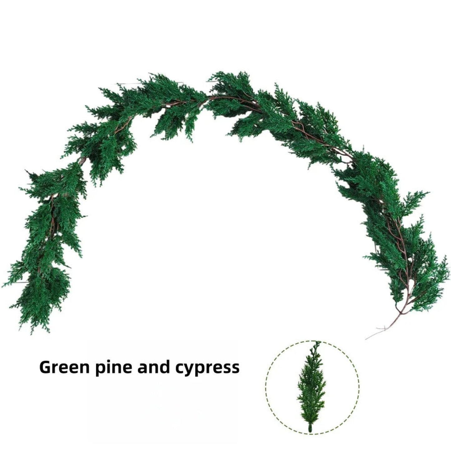 6FT Party Joyful Seasonal Faux Christmas Wreath With Pine Needle Cypress Flower Vines For Holiday Winter Interior Decoration