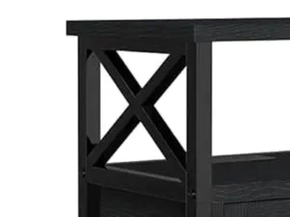 Wooden Nightstand with Charging Station, Bed Side Table with Drawers, Bedside Table with Lock, 3 USB & 2 Outlets, Night Stand