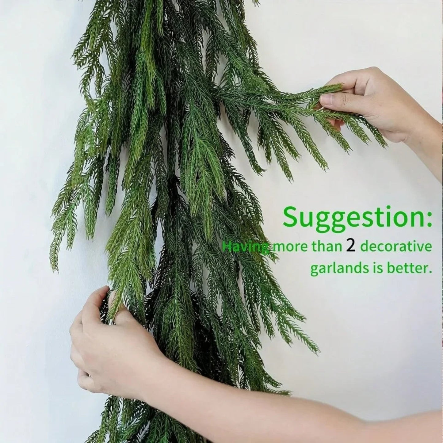 Artificial Norfolk Pine Christmas Wreath Green Garland Home Decor Festive Holiday Home Accent Room Decor Christmas Decorations