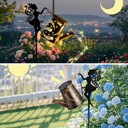 Solar Lights Outdoor Solar Watering Can Light Solar Garden Lights Waterproof Metal Hanging Lantern Fairy Garden Decor Outside