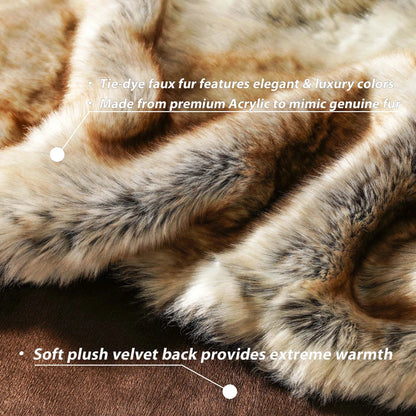 Battilo Faux Fur Blanket Luxury Fluffy Plaid Throw Blanket Winter Thick Warm Sofa Blanket Plush Fur Throws for Bed Bedroom Decor