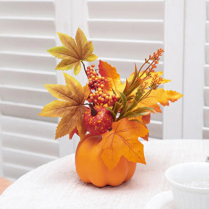 1PC simulation pumpkin ornament, Halloween harvest festival pumpkin, autumn indoor home and office desktop simulation flower
