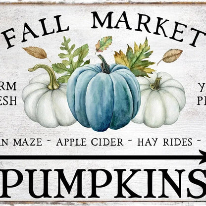 Country Farm Style Fall Pumpkins Retro Posters and Prints Rustic Fall Market Sign Canvas Painting Farmhouse Wall Pictures Decor