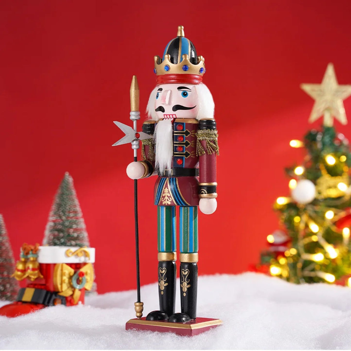 30CM Wooden Nutcracker Christmas Decorations Soldier Figures Handmade Dolls Toys Home Office Table Decorations Gifts Friends