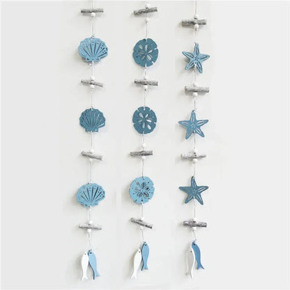 Studio Props Wall Hanging Hand Made Mediterranean Starfish Hung Fish Nautical Decor Hang Wood Marine Pendant for Home Decoration