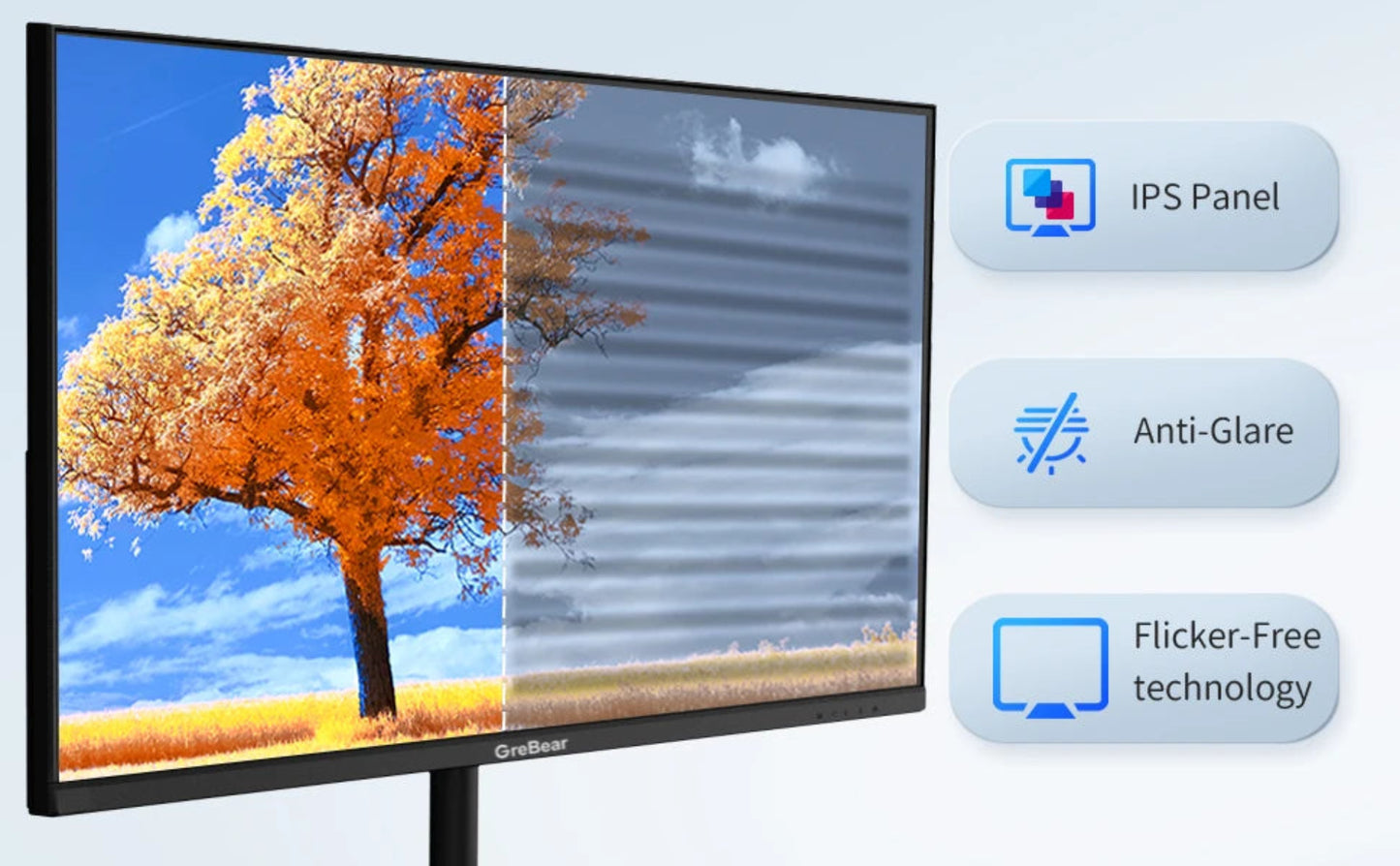 27-inch Computer Monitor IPS Panel PC Monitors FHD 1080p 75Hz LED Display Home Office Desktop Screen, HDMI, VGA, Flicker