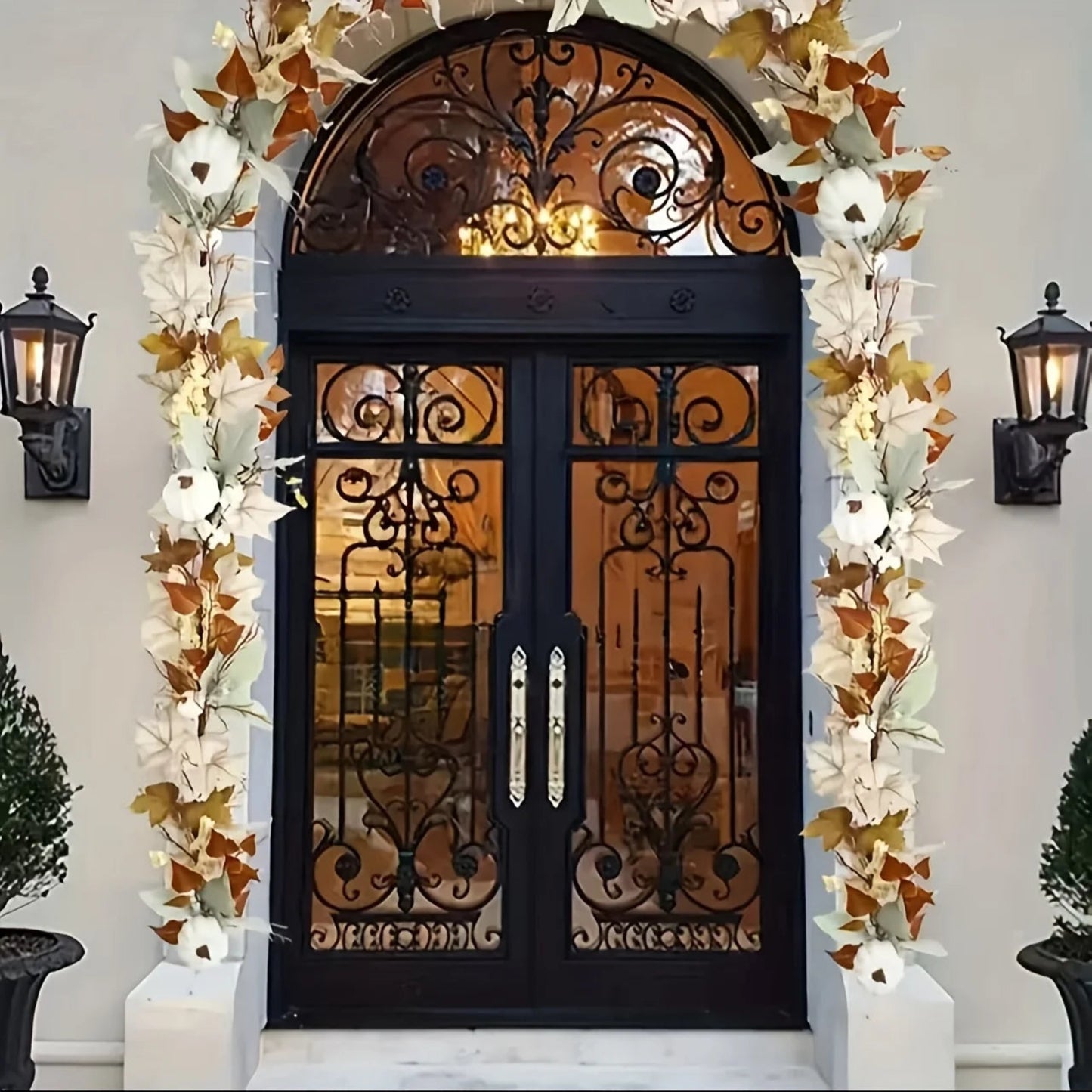 Autumn Maple Leaf & Pumpkin Wreath - Perfect for Thanksgiving, Halloween, Christmas, and Fall Decor, Festive Wall Hanging