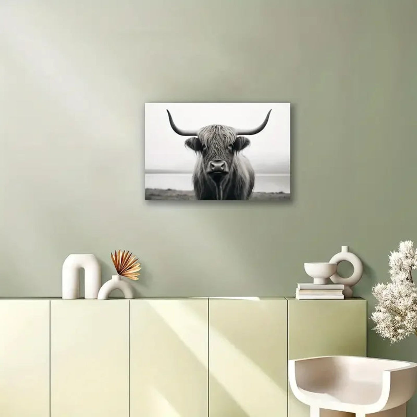 1pc Highland Cow Canvas Wall Art - Print for Home Decor, and Office - Rustic Farmhouse Artwork that Adds Charm and Personality