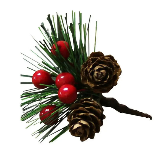1/5pcs Christmas Artificial Pinecone Red Berry Stem Home Party Decor Simulation Pine Cone for Christmas Tree Pendant Decorations