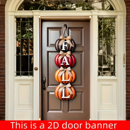 Autumn Pumpkin Door Banner, Durable Polyester Material, Easy to Hang, Perfect for Fall