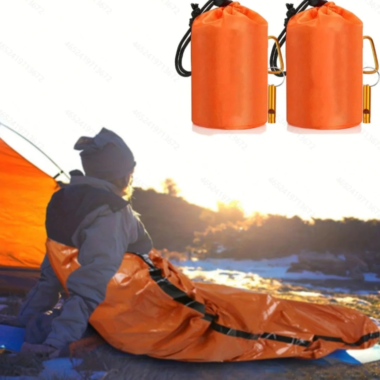 Compact & Lightweight Emergency Thermal Sleeping Bag - Waterproof, Mylar - Enhanced for Outdoor Camping, EDC & First Aid Rescue