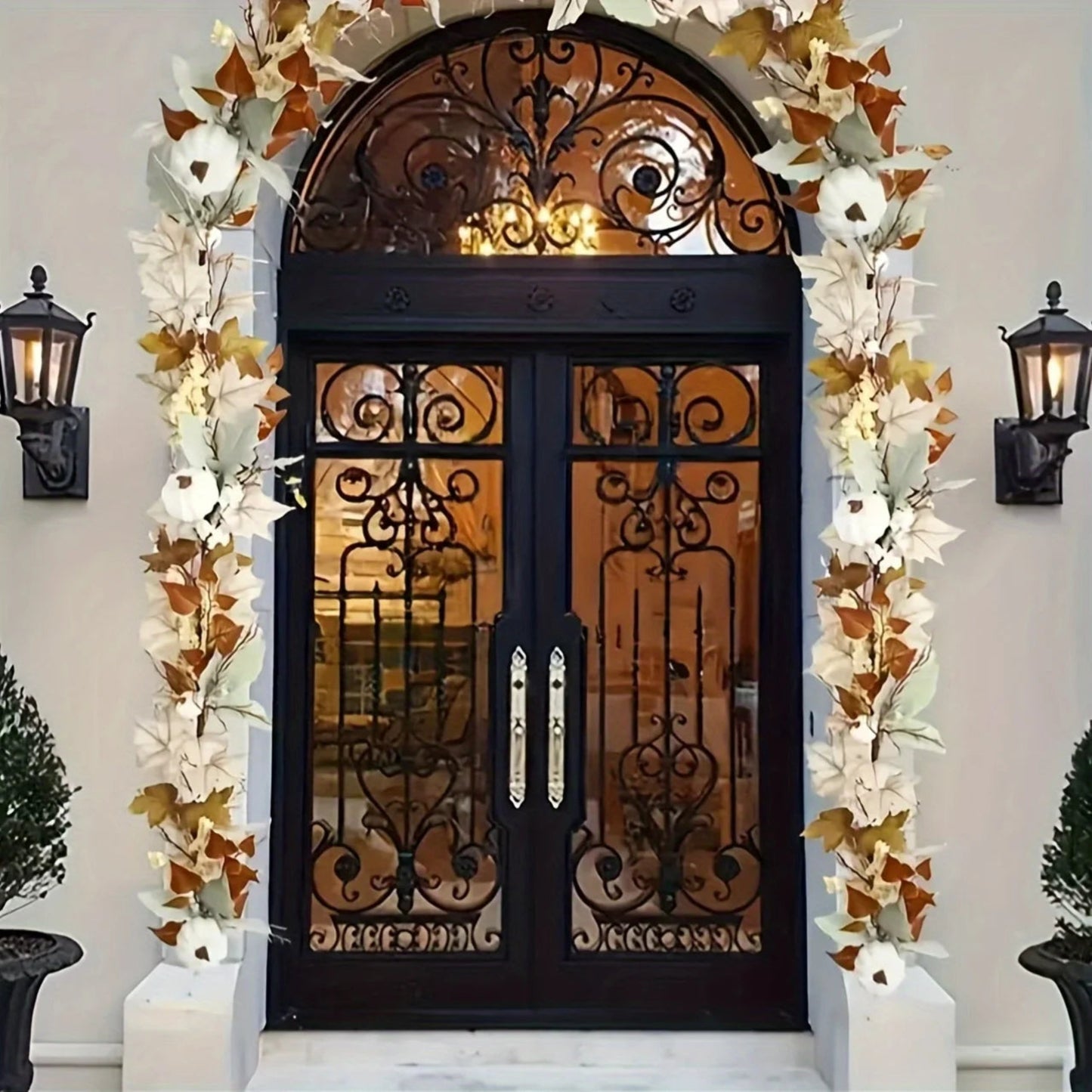 Autumn Maple Leaf & Pumpkin Wreath - Perfect for Thanksgiving, Halloween, Christmas, and Fall Decor, Festive Wall Hanging