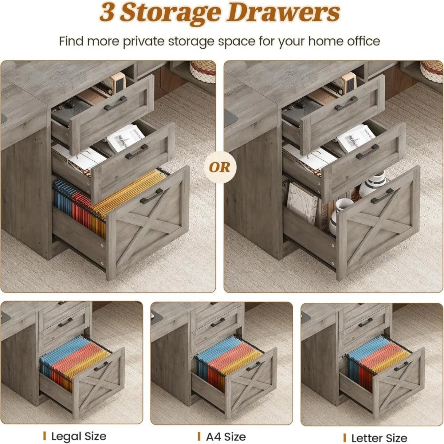 Farmhouse 96.5" Computer Desk with Drawers, 2 Person Home Office Desk, Gaming Double Desk with Storage Shelves, Long Two Person