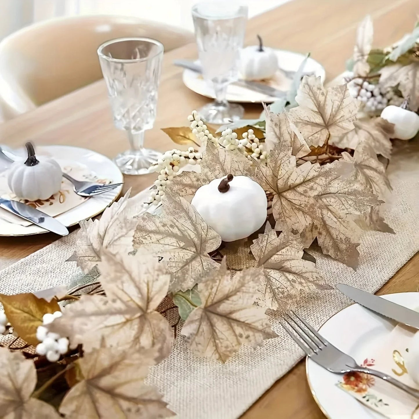 Autumn Maple Leaf & Pumpkin Wreath - Perfect for Thanksgiving, Halloween, Christmas, and Fall Decor, Festive Wall Hanging