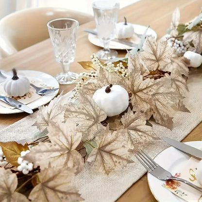 Autumn Maple Leaf & Pumpkin Wreath - Perfect for Thanksgiving, Halloween, Christmas, and Fall Decor, Festive Wall Hanging