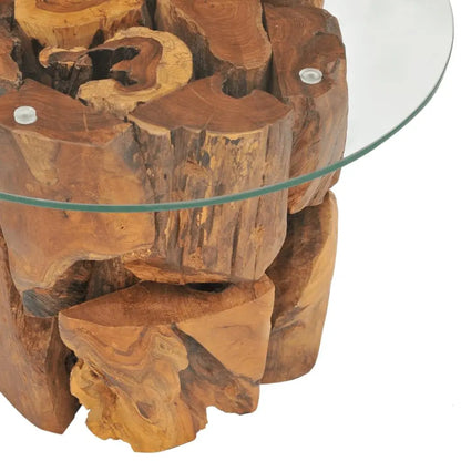Solid Teak Driftwood Coffee Table 23.6-Inch Elegant Wood Furniture