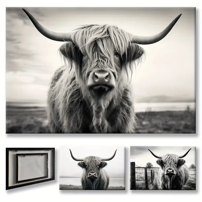 1pc Highland Cow Canvas Wall Art - Print for Home Decor, and Office - Rustic Farmhouse Artwork that Adds Charm and Personality