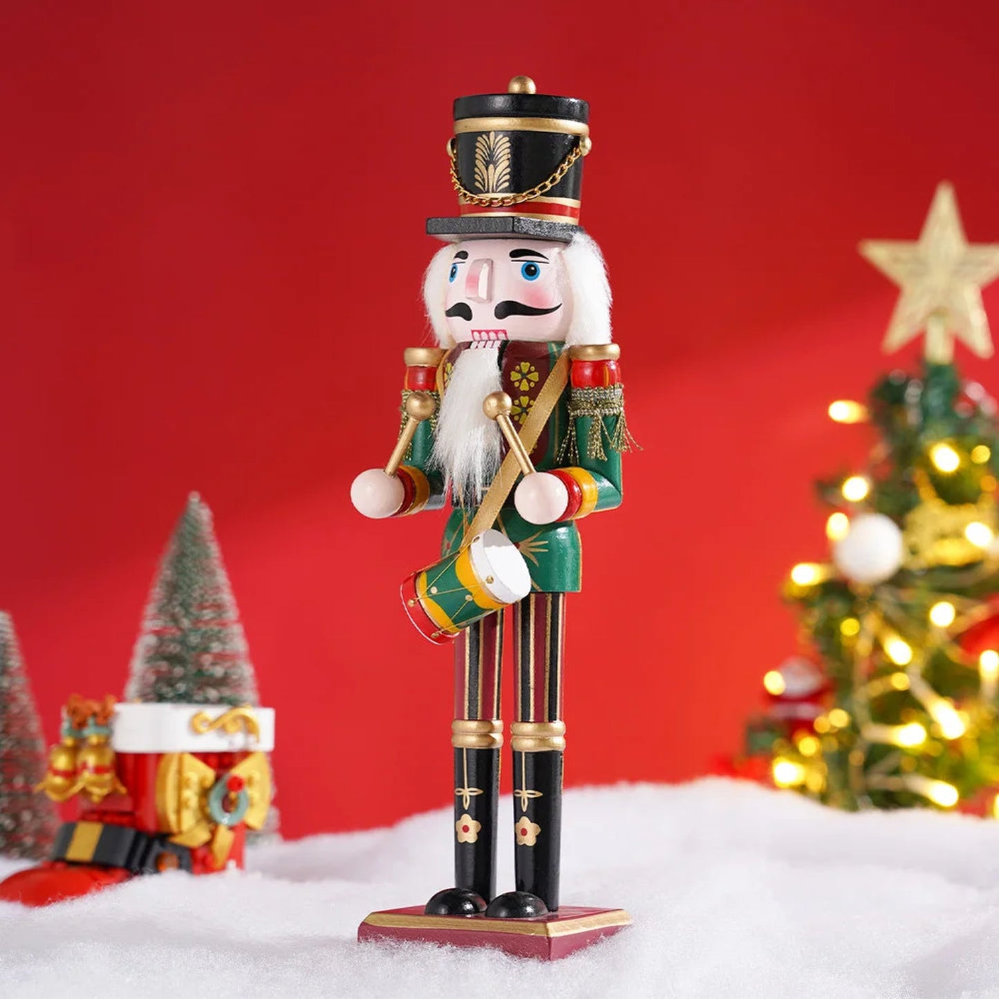 30CM Wooden Nutcracker Christmas Decorations Soldier Figures Handmade Dolls Toys Home Office Table Decorations Gifts Friends