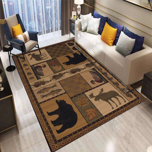 Rustic Cabin Area Mat Southwestern Lodge Bear Nature Print Mat with Large for Living Room Bedroom Home Decor Rugs for Bedroom