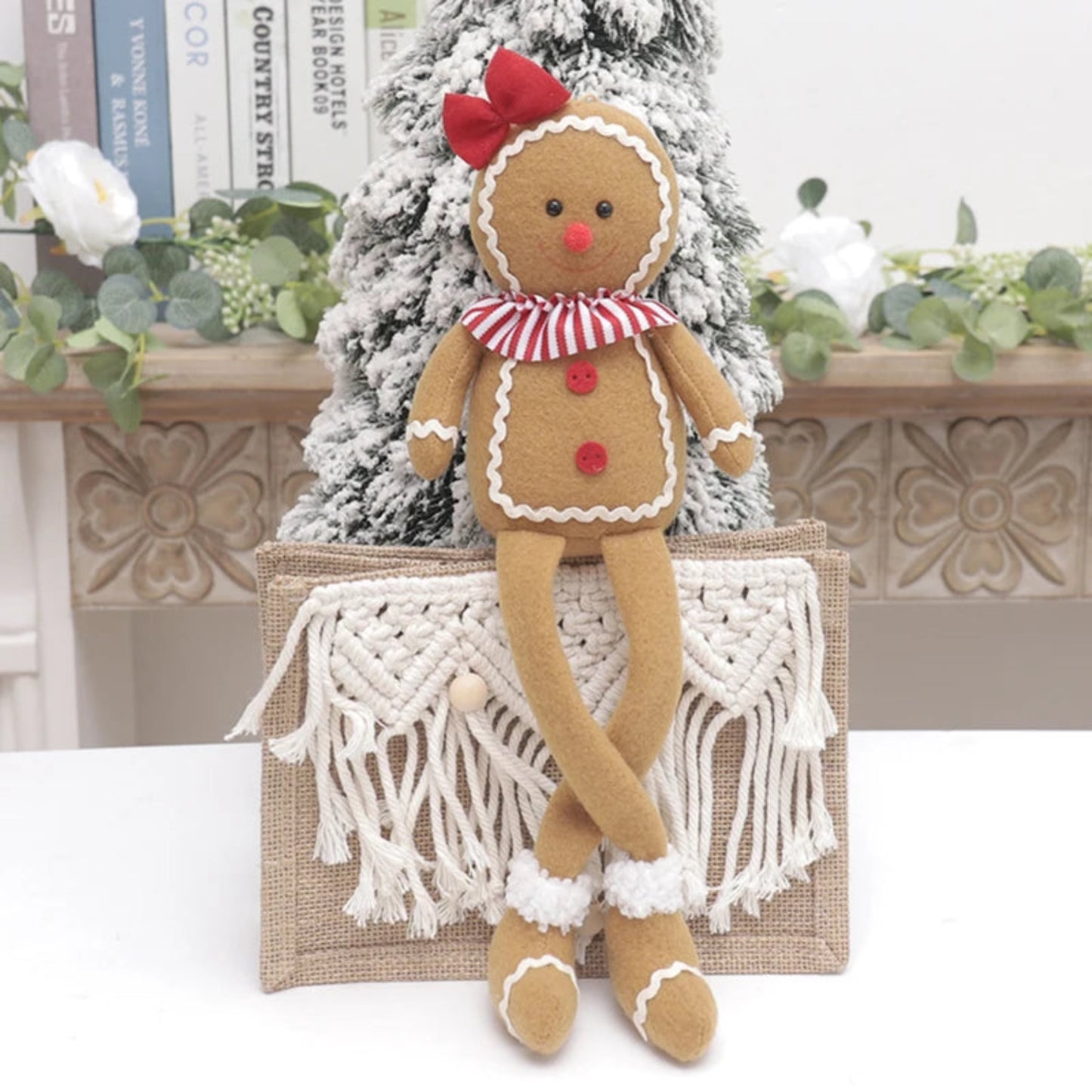 Gingerbread Man Christmas Decoration For Home Plush Doll Xmas Tree Hanging Ornament Pendant Accessories 2024 New Year Kid Gift