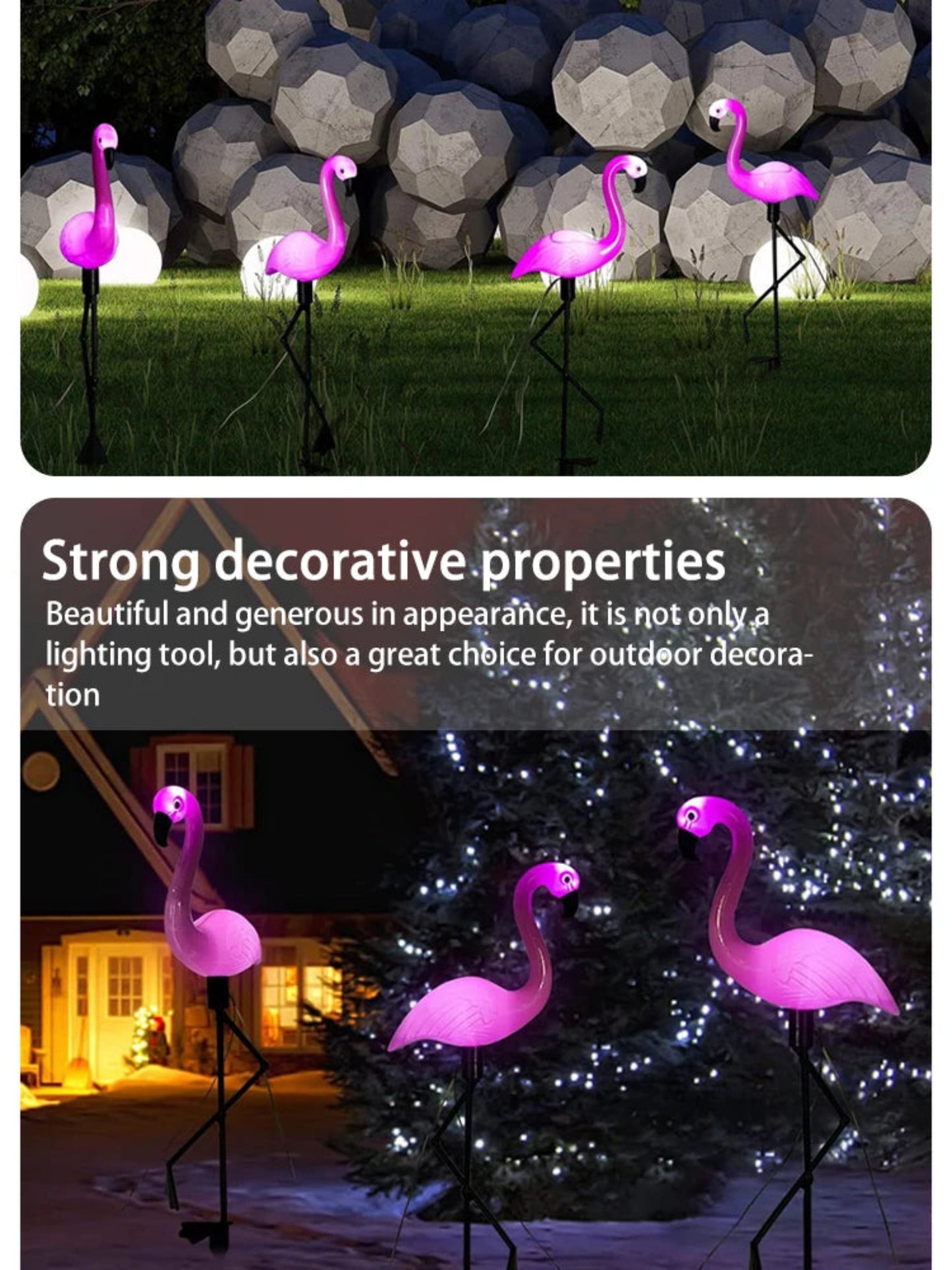 3PCS Solar Flamingo Ground Lamp Outdoor Patio Garden Decoration Led Simulation Decoration Lights