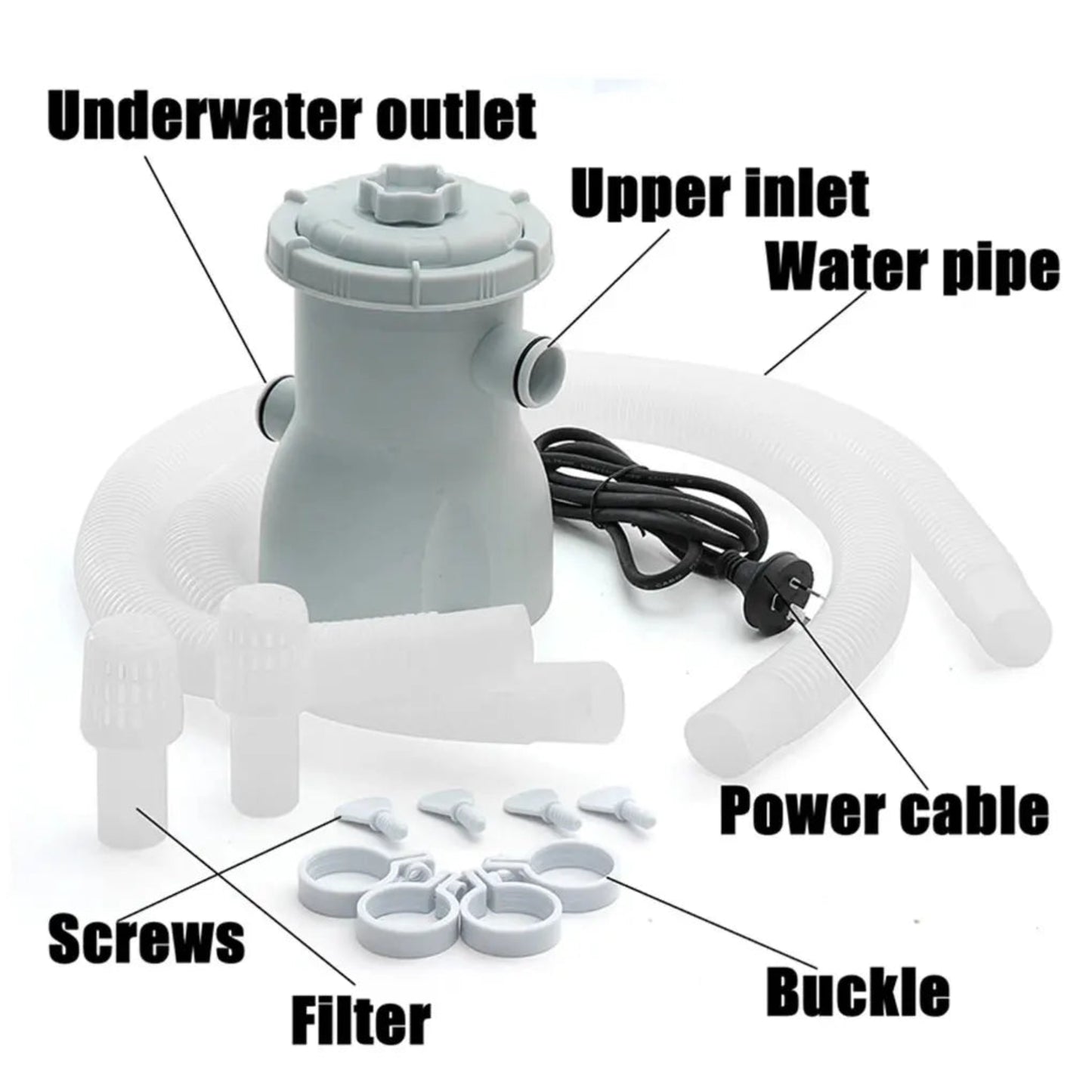 Pool Filter Pump 300 GPH Paddling Pool Electric Water Pump With 2 Pool Filter Cartridge Pool Pumps Ground Small Pool Filter Pump