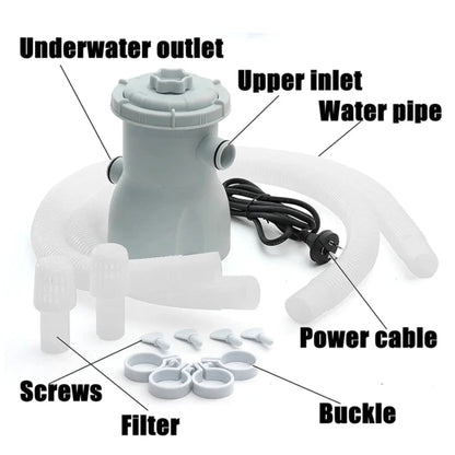 Pool Filter Pump 300 GPH Paddling Pool Electric Water Pump With 2 Pool Filter Cartridge Pool Pumps Ground Small Pool Filter Pump