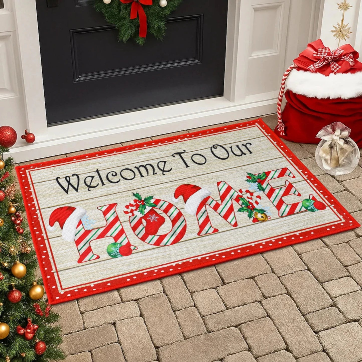 Christmas Floor Mat Outdoor Carpet Christmas Decor for Home 2025 Navidad Natal Santa Claus Door Mat Xmas Ornament New Year 2026