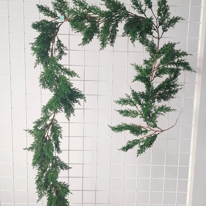 6FT Party Joyful Seasonal Faux Christmas Wreath With Pine Needle Cypress Flower Vines For Holiday Winter Interior Decoration